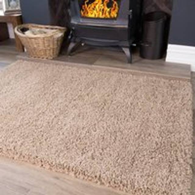 Beige Oatmeal Value Shaggy Living Area Rug - 110cm x 160cm