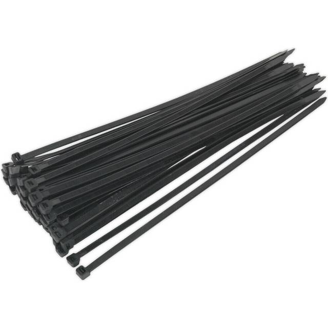 50 PACK Black Cable Ties - 350 x 7.6mm - Nylon 66 Material - Heat Resistant