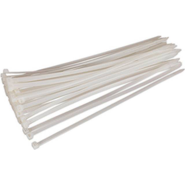50 PACK White Cable Ties - 350 x 7.6mm - Nylon 66 Material - Heat Resistant