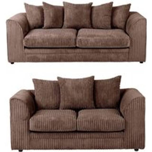 Luxury Life Dylan Jumbo Cord 3+2 Seater Fabric Sofa In Chocolate, Brown