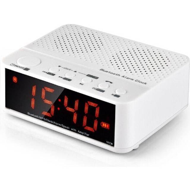 (white) Wireless Alarm Clock Mini bluetooth Speaker With Card Play FM Radio