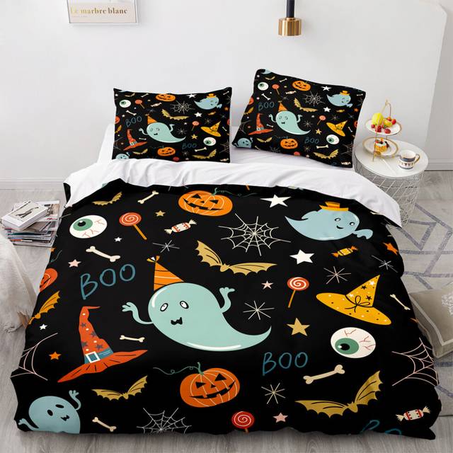 (Pattern 08, Single) 3D Pumpkin Bedding Single Double Duvet Cover Halloween