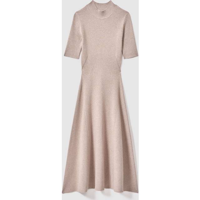 Reiss Womens Neutral Caitlyn Mock-neck Rib-knit Maxi Dress L - NEUTRAL