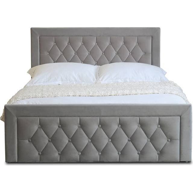 Mia Super King Grey Faux Brushed Velvet Ottoman Bed