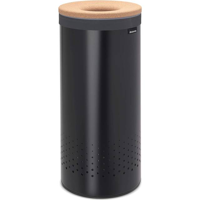 Brabantia Cork Lid Laundry Bin 35 Litre - Black (63.5cm H X 30cm W X 30cm D)