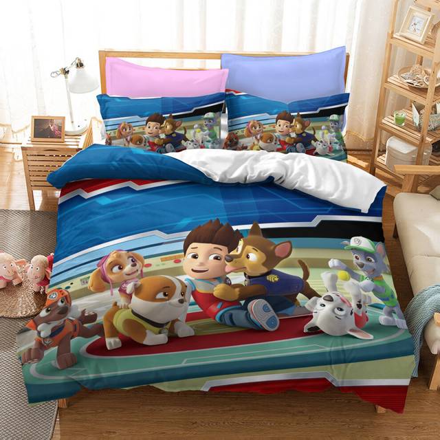 (Style 07, Single (135X200CM)/2PCS) Paw Patrol Dog Bedding Single Double Duvet Cover