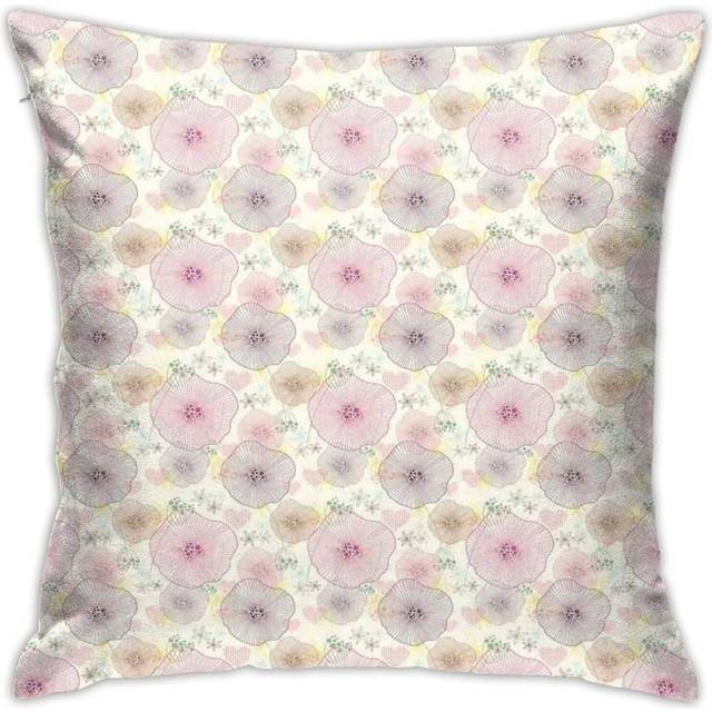 Geometric Petals of Flowers in Continuous Order Theme Print with Dotted Heart ShapesHome Decor Pillow Covers 18*18 Inch