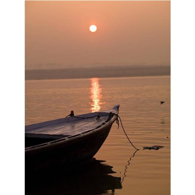 Boat in The Water Varanasi India Poster Print by Keith Levit, 13 x 18
