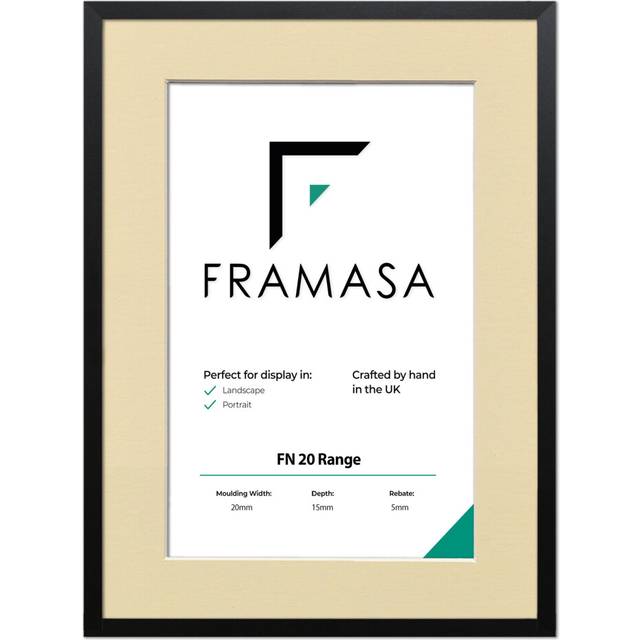 (Black Frame Ivory Mount, 10x6 Pic (12x8 Frame)) Thin Matt Picture Frames Black Photo Frames Poster Frames With Black, White or Ivory Mounts