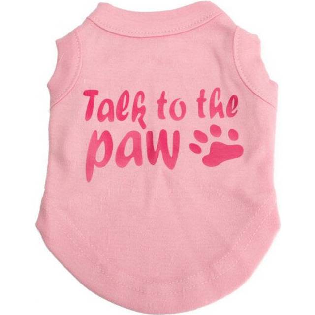 (Pink, S) Talk to the Paw Small Paw Print Pet Dog Cat Summer Cotton Vest