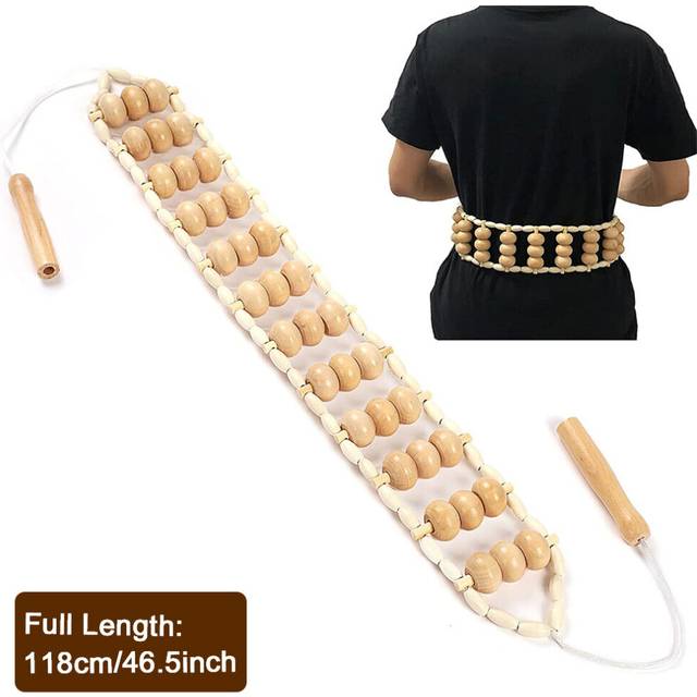 (a-Style B) Wood Back Massage Roller Rope Portable Handheld Pain Relief Back Roller Massage Strap for Back Neck Shoulders Legs Muscle