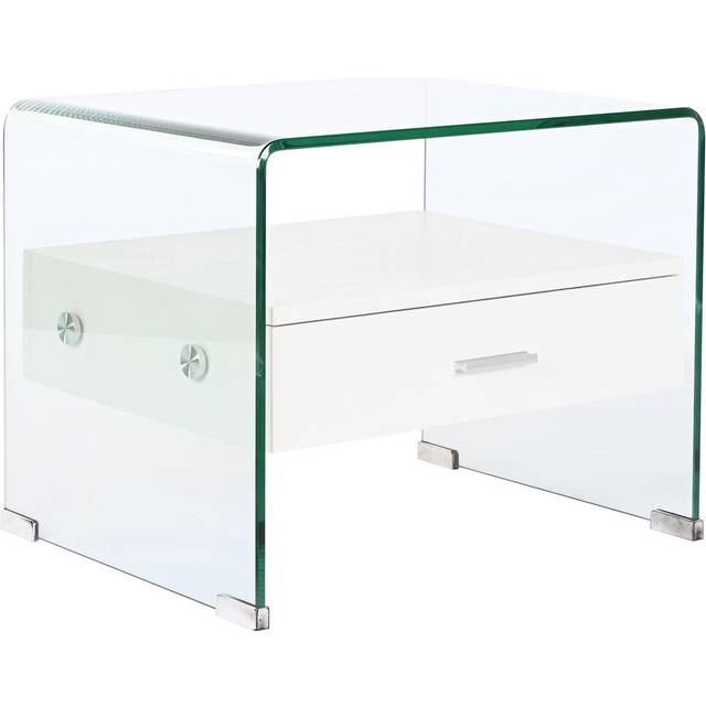 Nattduksbord DKD Home Decor Vit Transparent Glas Trä MDF 50 x 40 x 45,5 cm