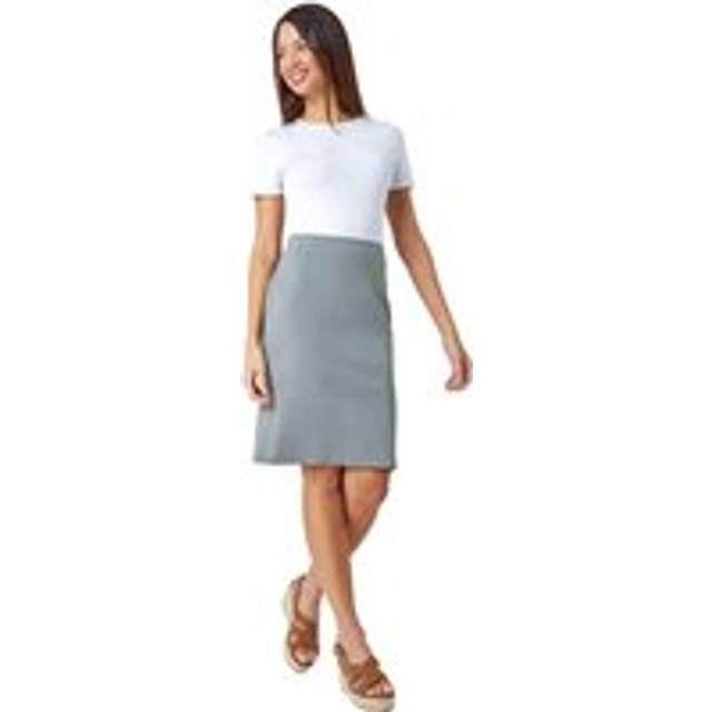 Pull On Stretch Elastic Waist Pencil Skirt - Khaki - 10