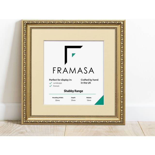 (Gold Frame Ivory Mount, 20x20 Pic (24x24 Frame)) New Shabby Chic Picture Photo Frames ,Gold Antique Style Photo Frames,  With Multicolored Mounts Whi