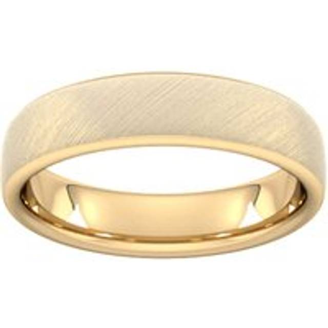 5mm D Shape Standard Diagonal Matt Finish Wedding Ring In 9 Carat Yellow Gold - Ring Size S