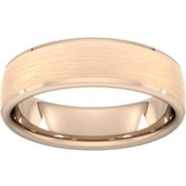 6mm Slight Court Heavy Polished Chamfered Edges With Matt Centre Wedding Ring In 18 Carat Rose Gold - Ring Size Q