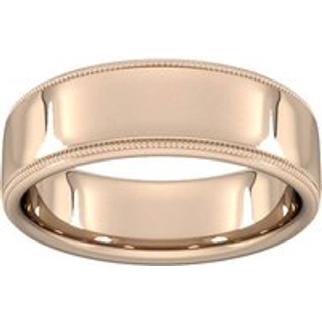 7mm Slight Court Heavy Milgrain Edge Wedding Ring In 9 Carat Rose Gold - Ring Size R