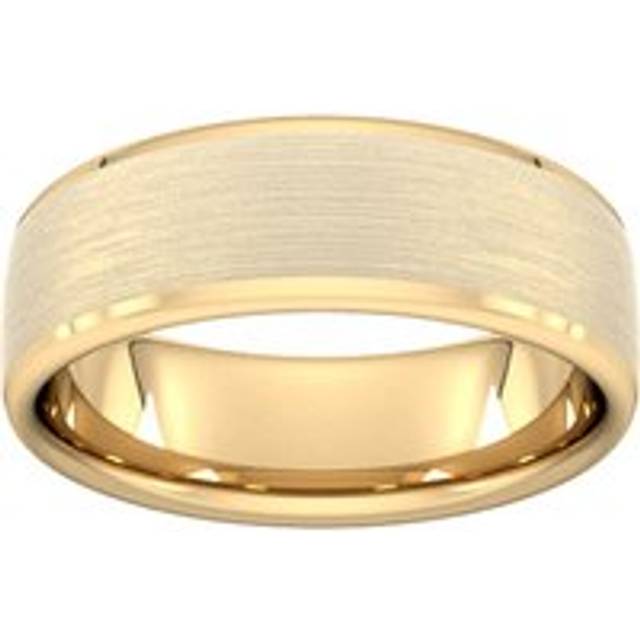 7mm D Shape Heavy Polished Chamfered Edges With Matt Centre Wedding Ring In 9 Carat Yellow Gold - Ring Size U
