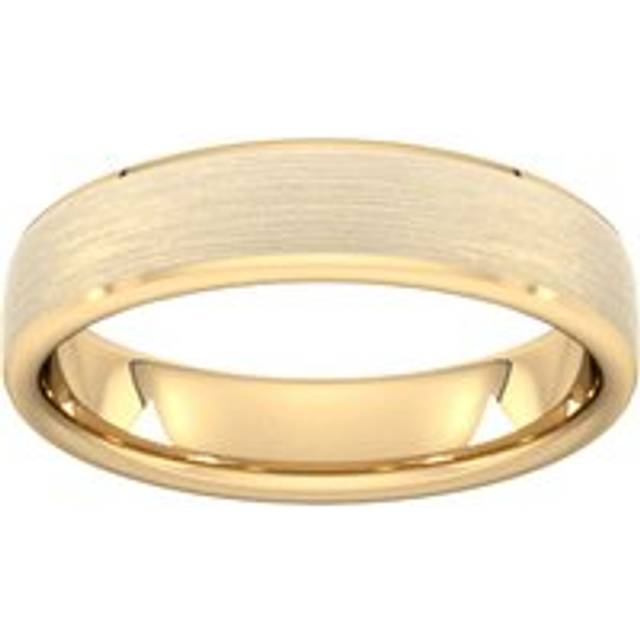 5mm D Shape Heavy Polished Chamfered Edges With Matt Centre Wedding Ring In 18 Carat Yellow Gold - Ring Size Q