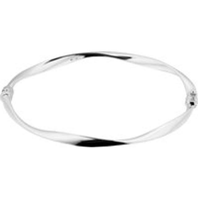 9ct White Gold Wave Bangle
