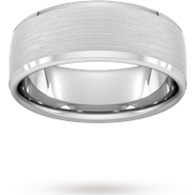 8mm D Shape Standard Polished Chamfered Edges With Matt Centre Wedding Ring In Platinum - Ring Size P
