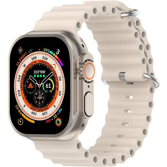 Ocean Silicone Watch Band For Apple Watch Ultra 49mm / Series 8&7 45mm / SE 2&6&SE&5&4 44mm (Starlight)