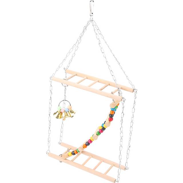 Pet Hanging Ladder Bridge Steps Stairs Climbing Swing Double Layer Wood Hamster Parrot Cage Toy
