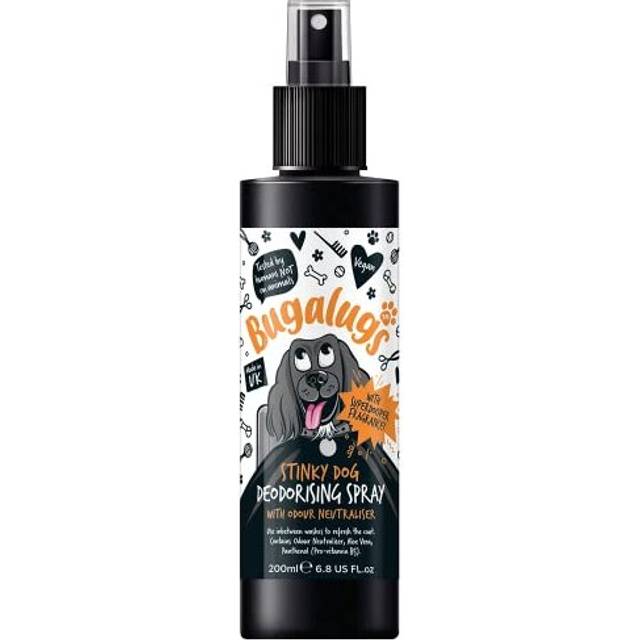 BUGALUGS Stinky Dog deodorant deodorising spray dog perfume spray with odour neutraliser - vegan dog cologne dog grooming pet odour eliminator fox poo