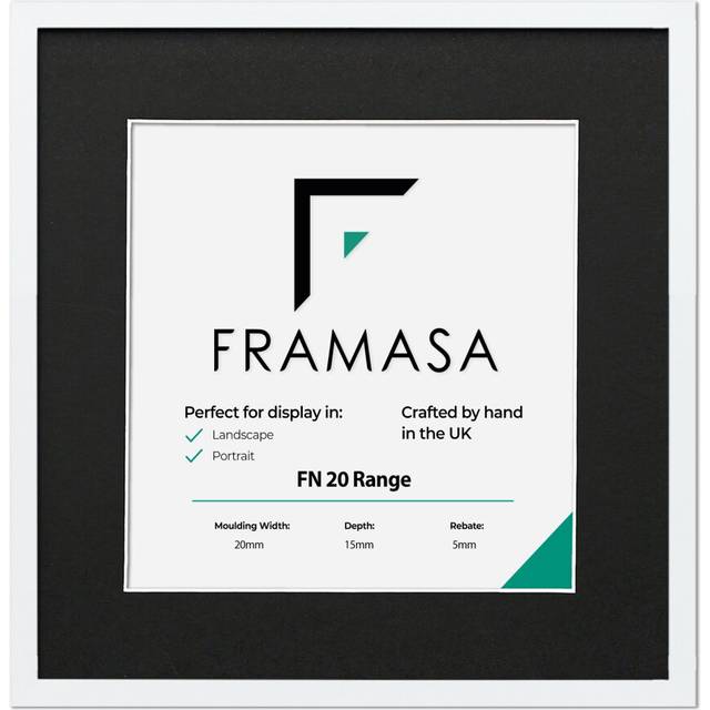 (White Frame Black Mount, 20x20 Pic (24x24 Frame)) Thin Matt Picture Frames White Photo Frames Poster Frames With Black, White or Ivory Mounts