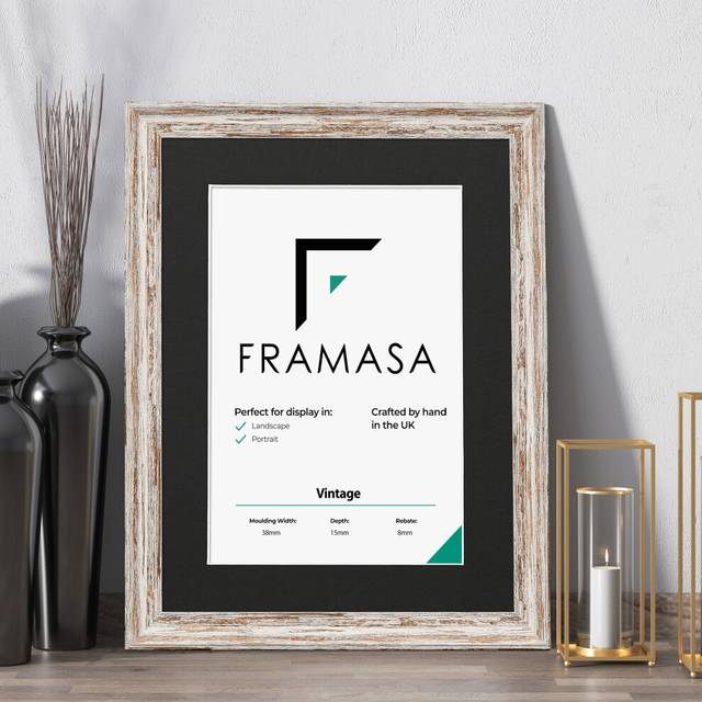 (Walnut Frame Black Mount, 90x60CM Pic (100x70CM Frame)) Vintage Distressed Walnut Photo Frames Shabby Wood Effect Picture Frames With Multicolored Mo