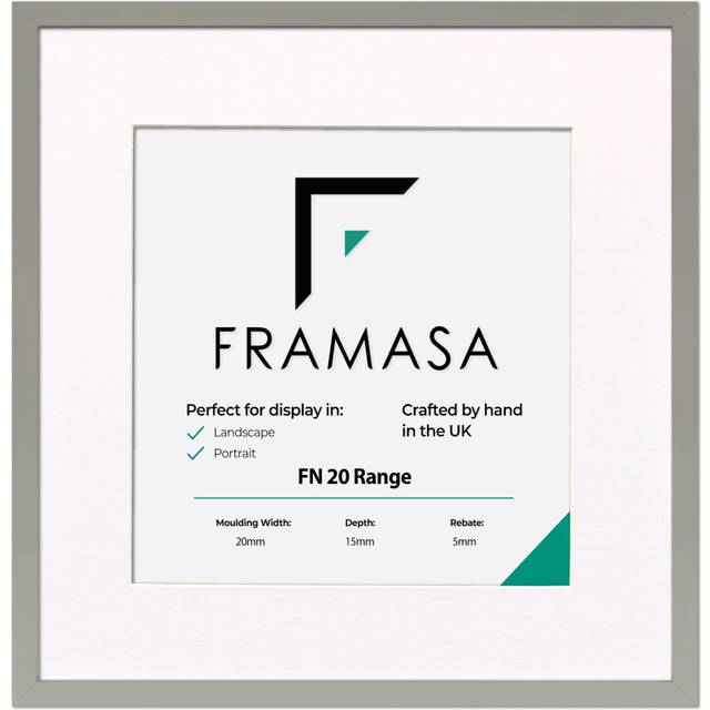 (Grey Frame White Mount, 7x7 Pic (9x9 Frame)) Thin Matt Picture Frames Grey Photo Frames Poster Frames With Black, White or Ivory Mounts