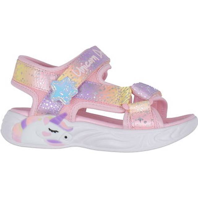 Skechers Girls genom platåsandaler, ljus rosa textil/multitrim, 43 EU, Ljusrosa textil multitrim, 43 EU