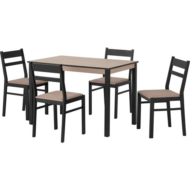 Seconique Radley Oat Fabric 4 Seater Dining Set Oak Effect and Black