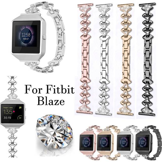 Bakeey Replacement Stainless steel Watch Band Small Fan shaped Crystal with Watch Frame for Fitbit Blaze Smart Watch