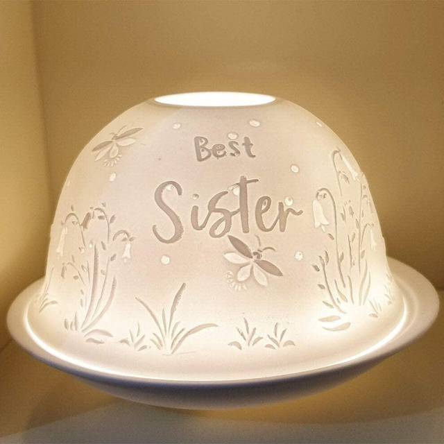 Nordic Lights Tealight Candle Holder Dome & Tray - Best Sister