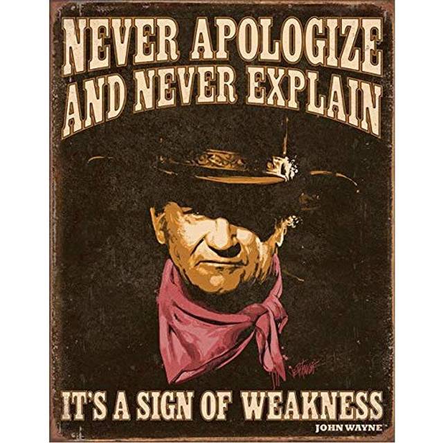 Desperate Enterprises John Wayne - Sign Of Weakness Tin Sign - Nostalgic Vintage Metal Wall D?cor - Made in USA