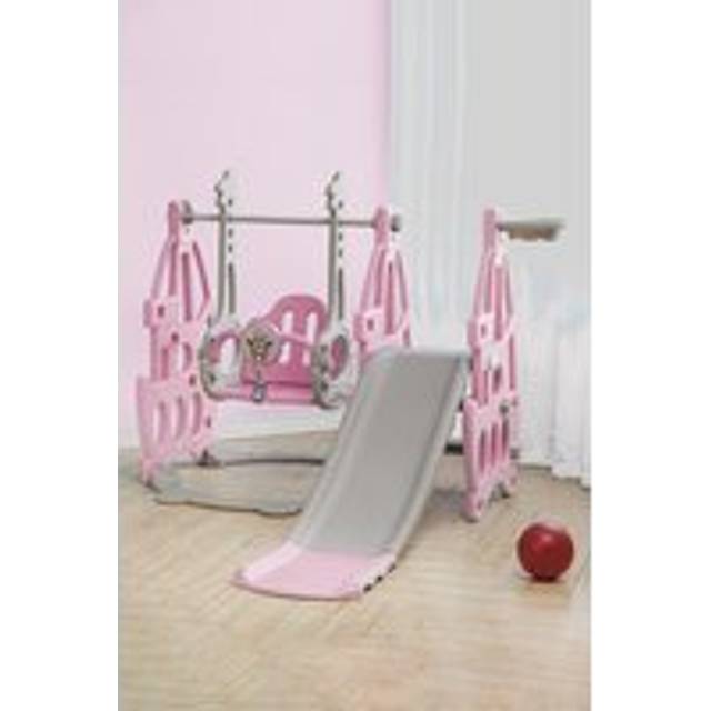 3 in 1 Children Swing and Slide Set Toddler Climber Playset - Pink - One Size