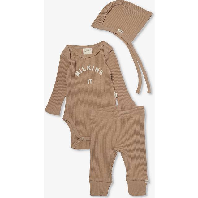 Claude & Co Chocolate Milking It Stretch-organic Cotton Baby Hamper Gift Set 0-6 Months 0-3 - CHOCOLATE