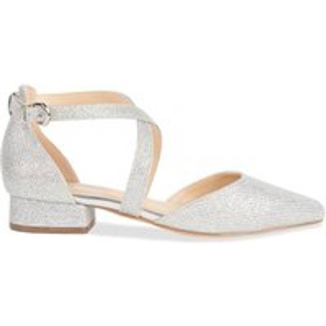 Glitter 'Inaya' Mid Block Heel Court Shoes - Silver - 8