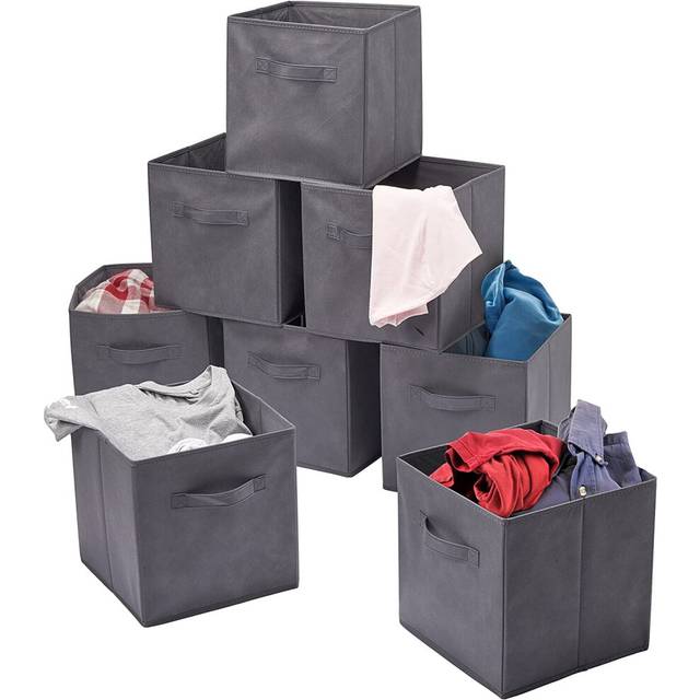 8 pack foldable square canvas storage cubes collapsible folding boxes organiser