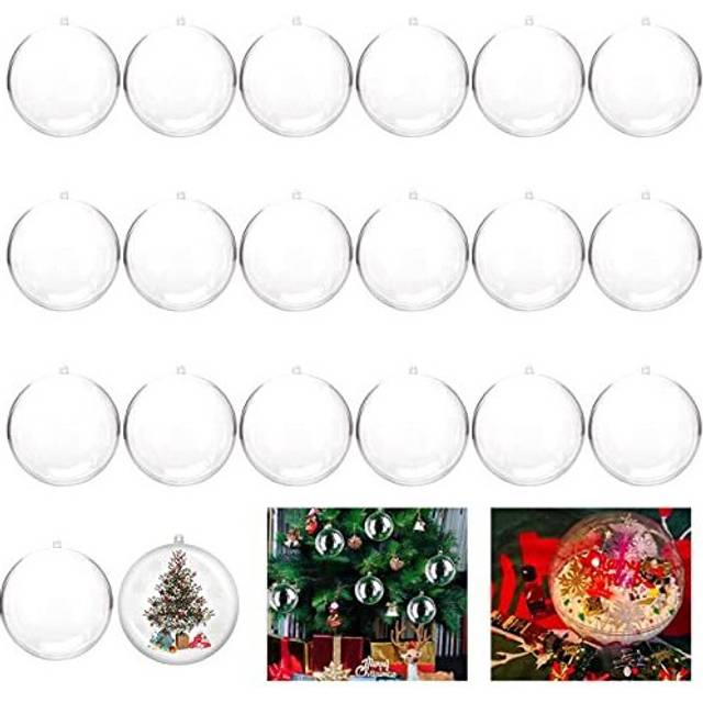 Glass Clear Baubles, Christmas Tree Decorations Baubles 20PCS 5cm Acrylic Empty Plastic Baubles to Fill-Transparent Ball Sphere Fillable Christmas