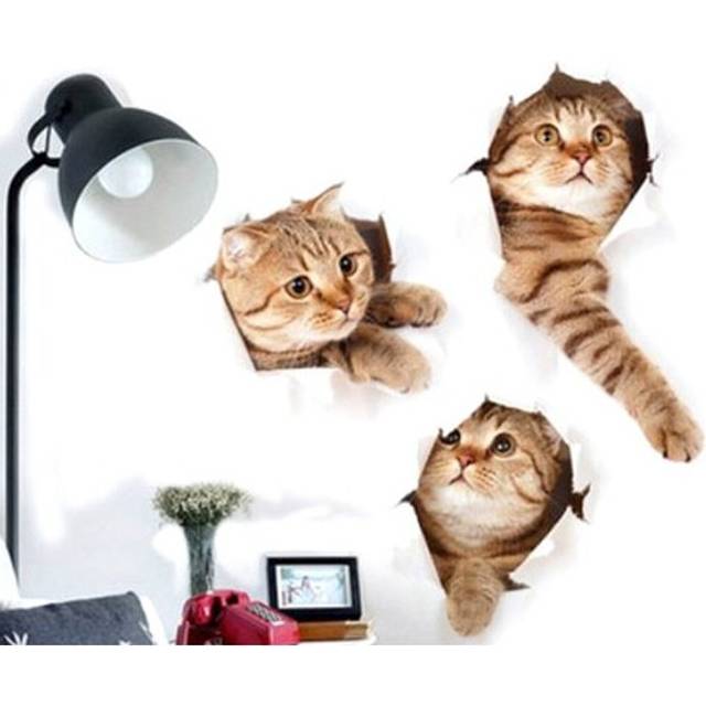 3d large wall cat kitten stickers bedroom decal fridge mural art decor removable
