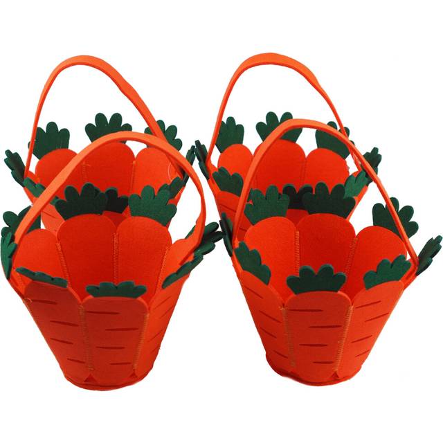 Carrot Felt Fabric Buckets - Ideal Baskets For Easter Egg Hunts (Set of 4)