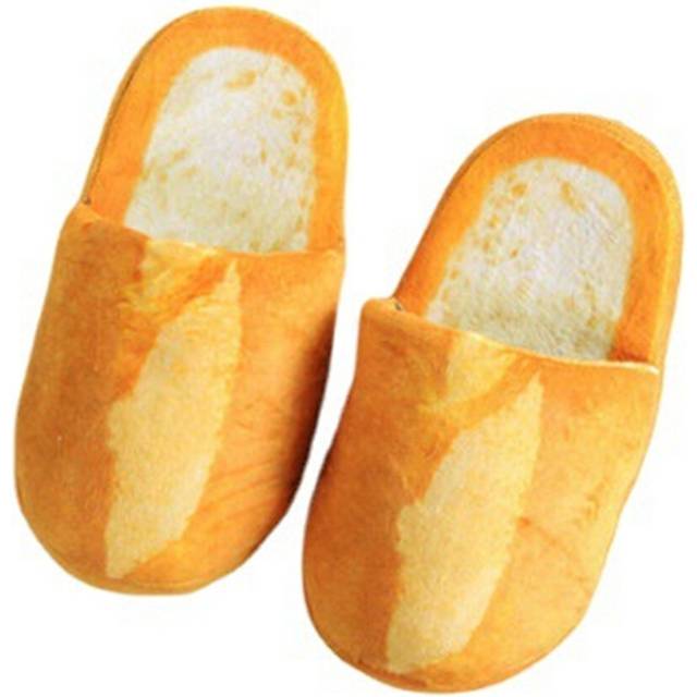 Simulation Foodie Bread Burger Toast Winter Home Soft-Soled Anti- Plush Warm Cotton Slippers,Type A(L)