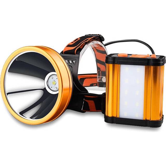 XANES T6 Powerful Searchlight USB Rechargeable Super Bright Spotlight 30 Adjustable Bike Headlamp with 8x18650 Battery Power Bank