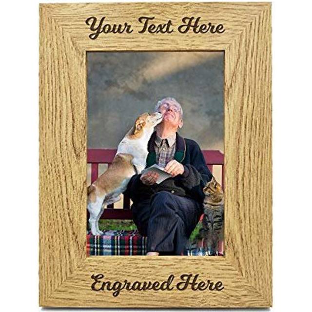 "Personalised Photo Frame Laser Engraved Wood Frame 7""x 5"" Wooden Picture Photo Frame Custom Any Text Gift for Grandpa Grandma Thank you Teacher"