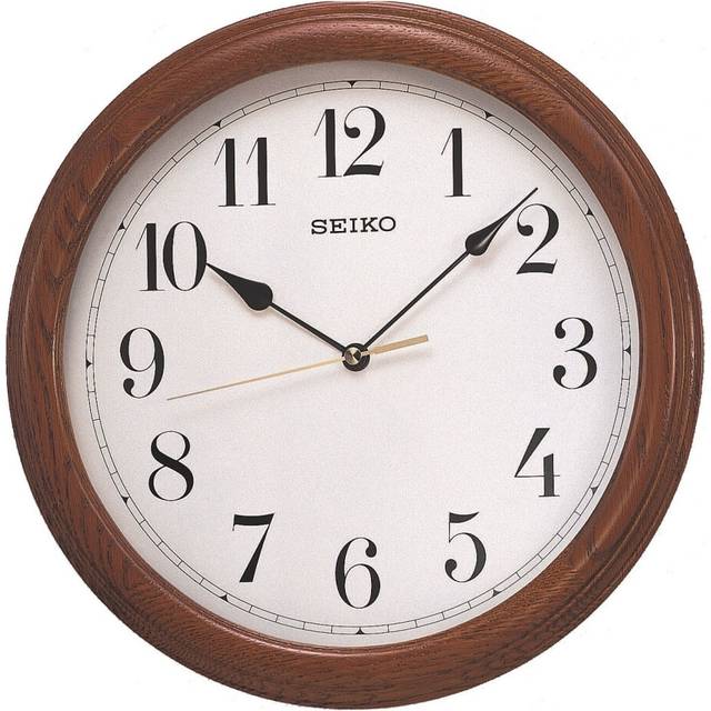 Seiko Solid Oak Case Wall Clock QXA153B