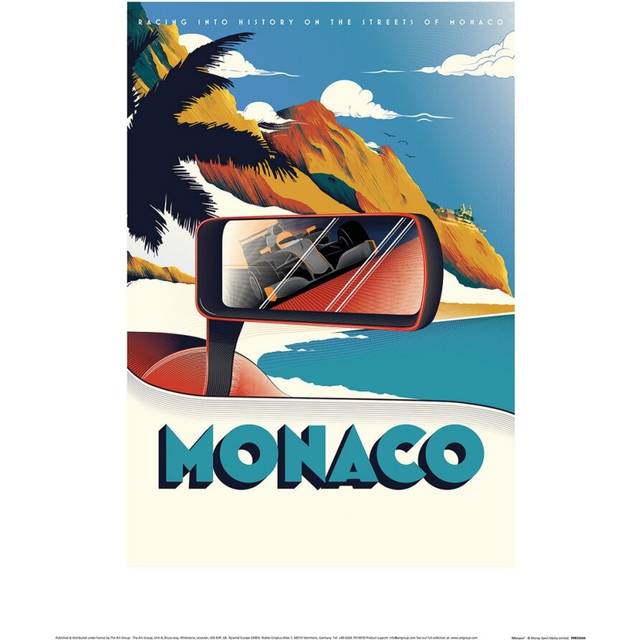 (80cm x 60cm, Blue/Red/White) Zoom Monaco Formula 1 Poster