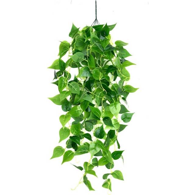 Artificial Hanging Plants Vines Ferns Epipremnum Aureum Rattan Fake Plastic Leaves for Wall Indoor Baskets Decor