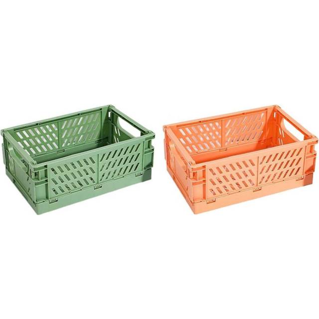 Collapsible Plastic Folding Storage Box Cosmetic Container Green